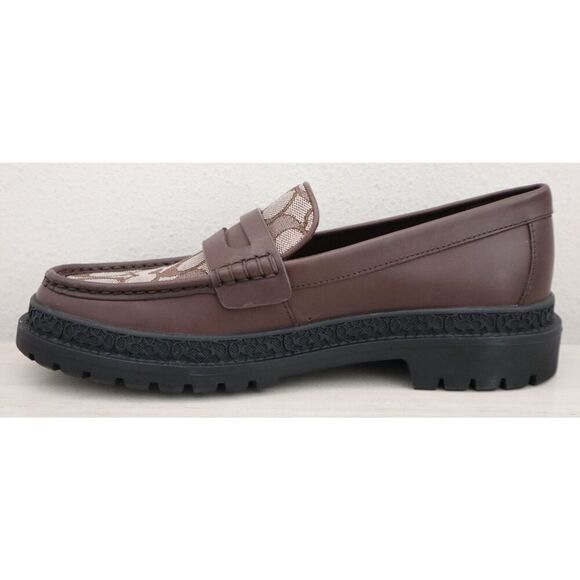 Coach CC833 Men's Sz 8D Brown Signature Jacquard Leather Brooks Loafers - Picture 5 of 13